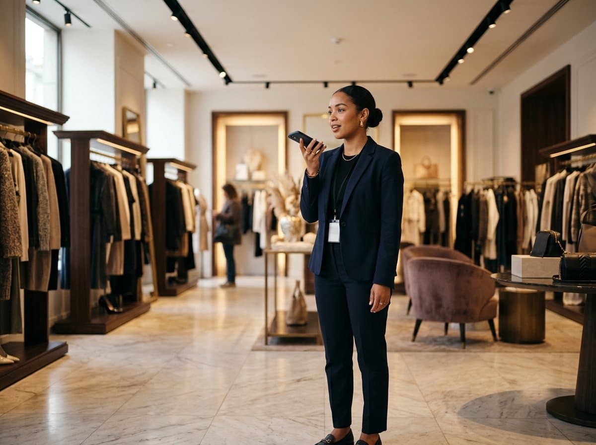 A boutique associate capturing a Moment on the phone she already carries